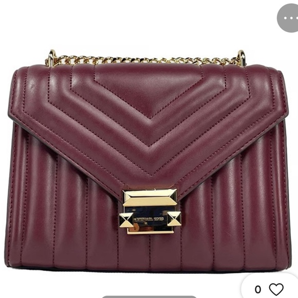 NWT Michael Kors Whitney Burgundy Quilted Shoulder/Crossbody Bag - Picture 1 of 6